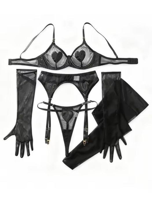 Lenjerie intima 4 piese, negru [5]