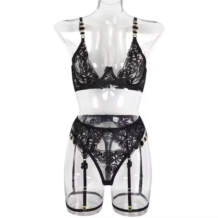 Lenjerie intima 4 piese, negru [4]
