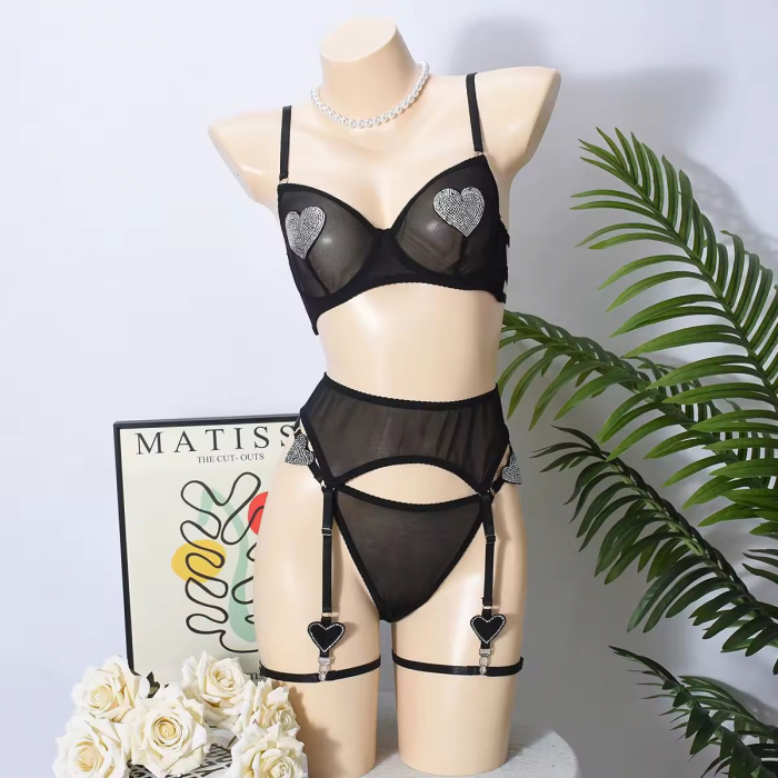 Lenjerie intima 4 piese, negru [2]