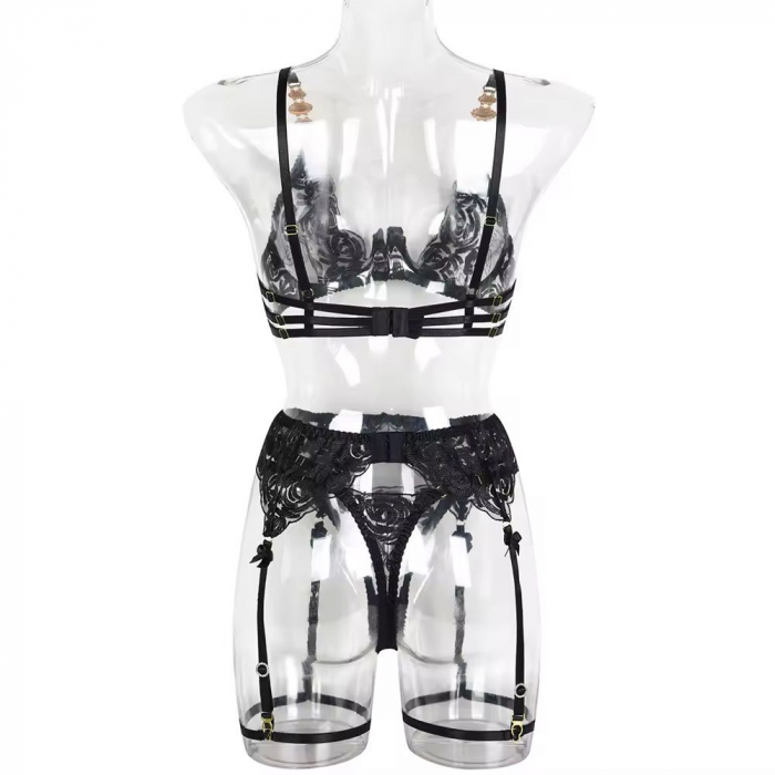 Lenjerie intima 4 piese, negru [5]