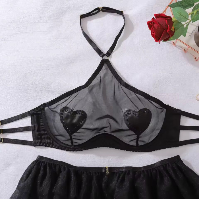 Lenjerie intima 4 piese, negru [3]