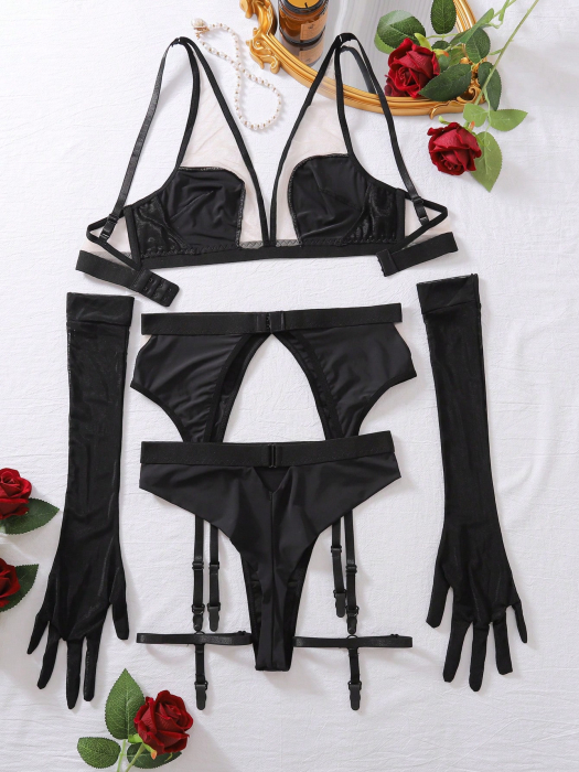 Lenjerie intima din 5 piese, cu manusi [7]