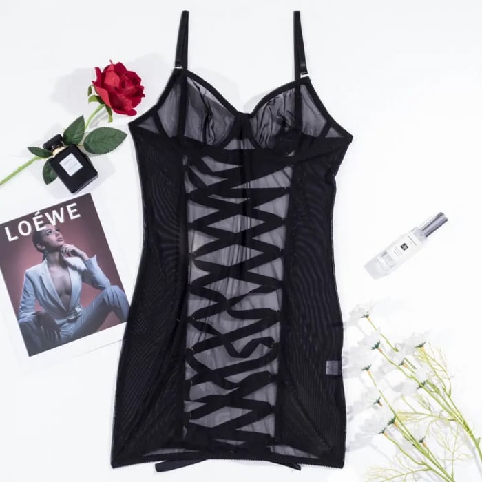 Lenjerie intima tip rochie, negru [6]