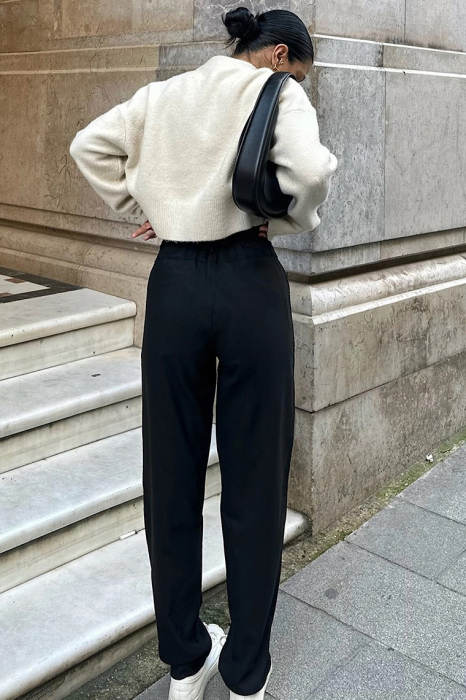 Pantaloni cu croiala conica si talie inalta [8]