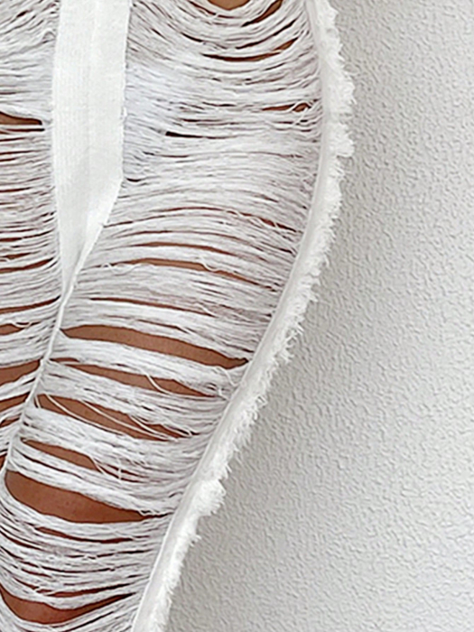 Pantaloni de plaja cu franjuri, alb [8]