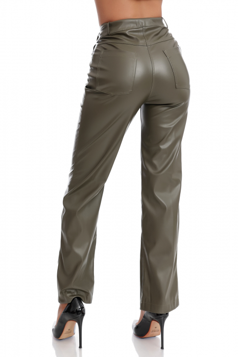 Pantaloni din piele ecologica cu talie inalta [4]