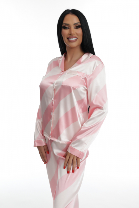 Pijama de satin cu camasa si pantaloni [2]
