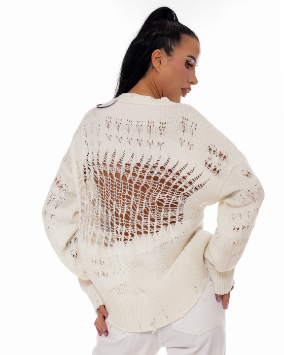 Pulover casual cu rupturi si croi oversize [4]