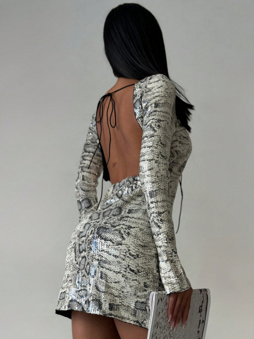 Rochie scurta cu paiete snake si spatele gol [2]