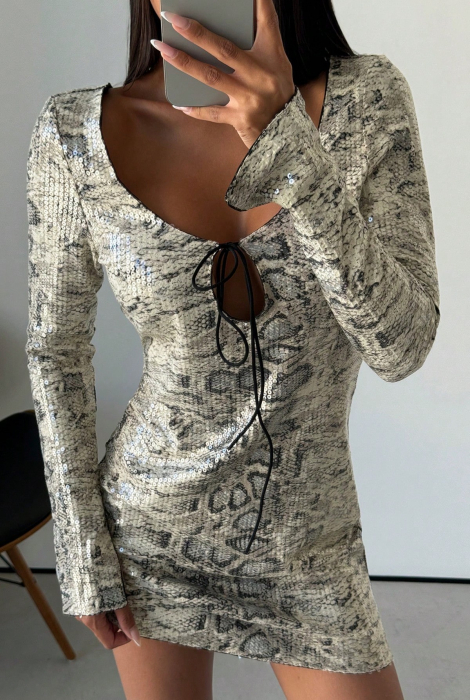 Rochie scurta cu paiete snake si spatele gol [4]