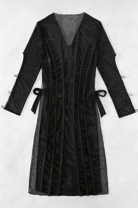 Rochie de plaja din voal, cu decupaje [2]