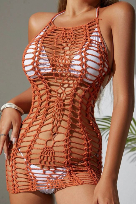 Rochie de plaja scurta, cu aspect crosetat [3]