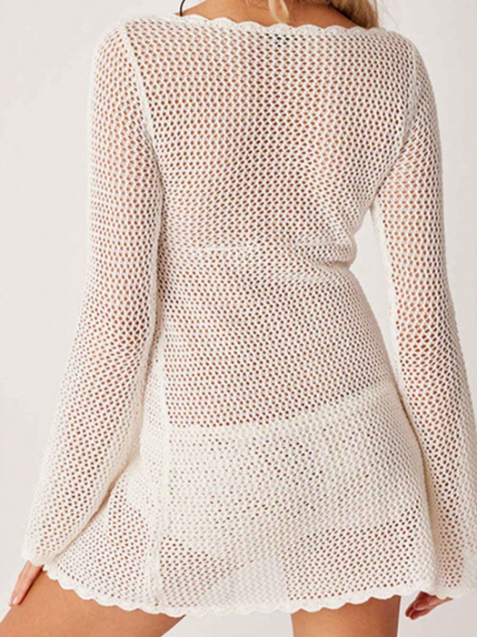 Rochie de plaja scurta, cu aspect crosetat [2]