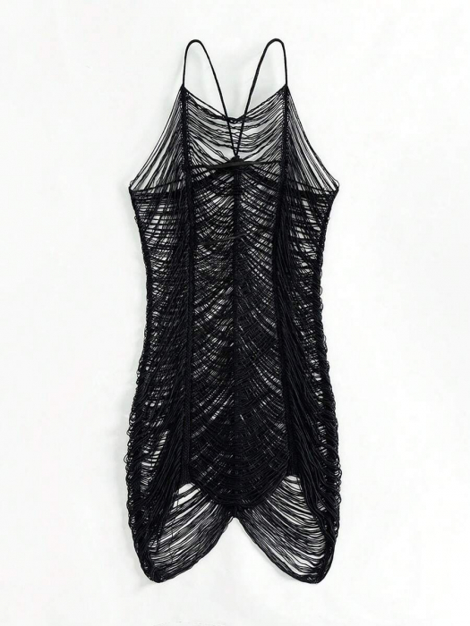 Rochie de plaja scurta, din plasa cu decupaj [3]