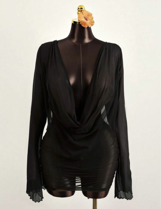 Rochie de plaja scurta, negru [7]