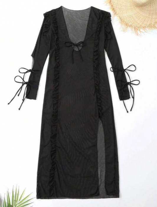 Rochie de plaja transparenta, crapata pe picior [4]