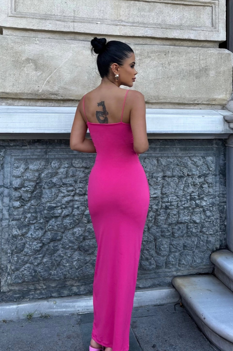 Rochie lunga cambrata, roz [3]