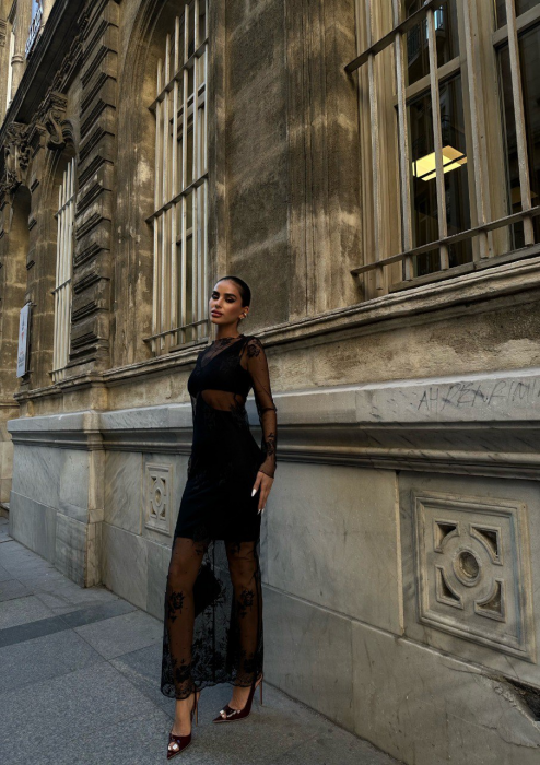Rochie lunga eleganta cu plasa [3]