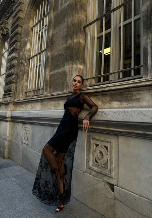 Rochie lunga eleganta cu plasa [6]