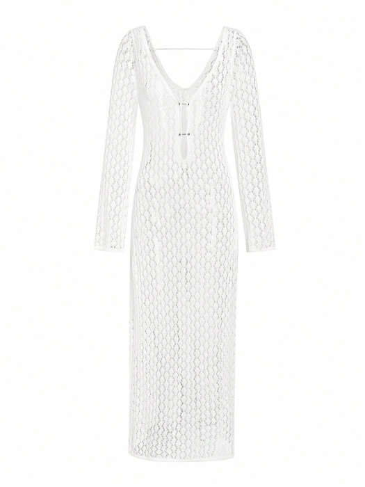 Rochie lunga de plaja, alb [3]