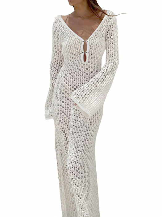 Rochie lunga de plaja, alb [4]