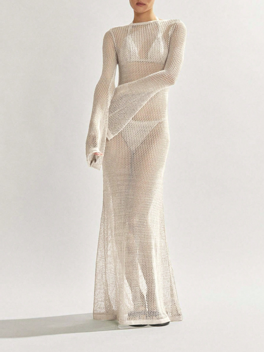 Rochie lunga de plaja, din material tricotat [8]