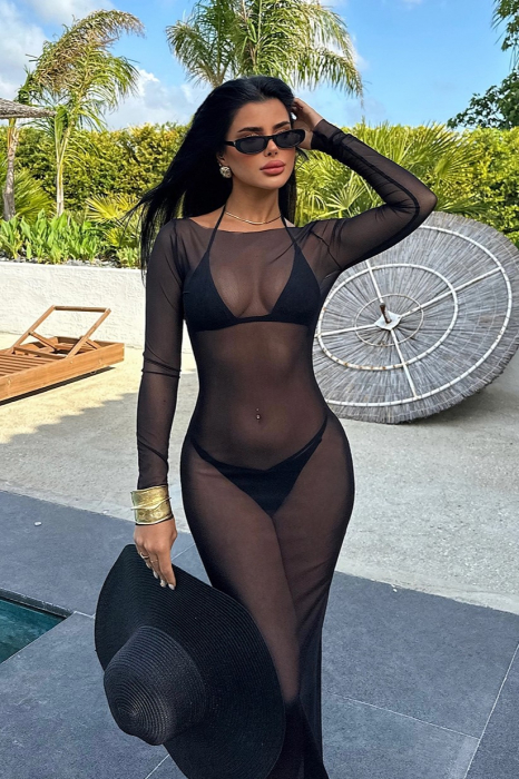 Rochie lunga de plaja, negru [5]