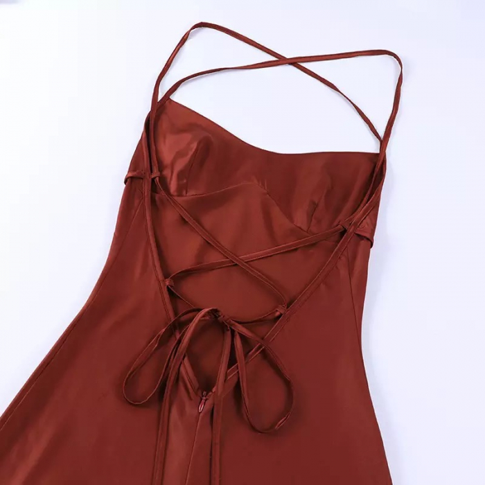 Rochie lunga de seara cu spatele gol, maro [5]