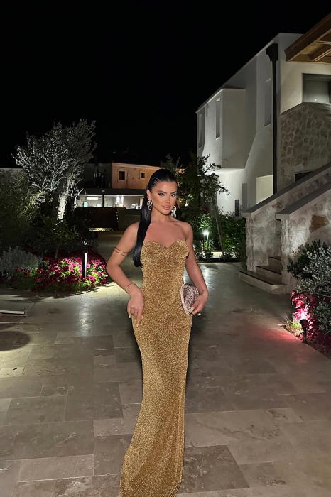 Rochie lunga eleganta, aurie [8]