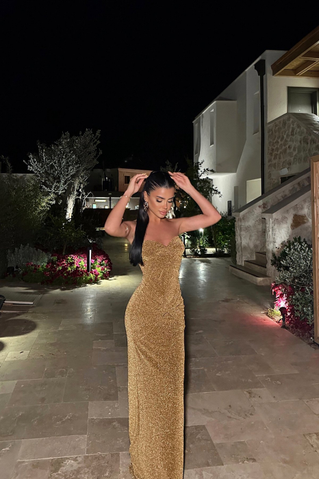 Rochie lunga eleganta, aurie [7]