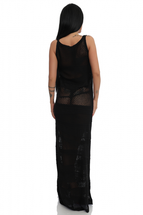 Rochie lunga neagra cu model tricotat [4]