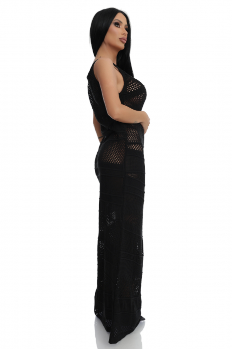Rochie lunga neagra cu model tricotat [3]