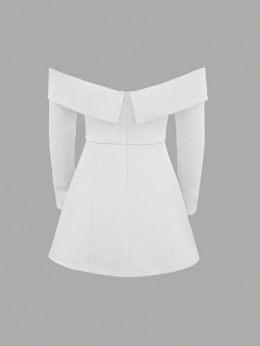 Rochie alba scurta pe umeri [3]
