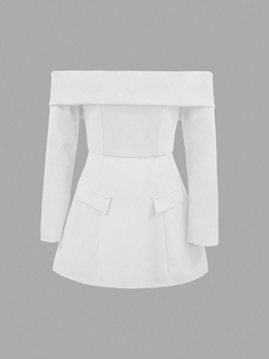 Rochie alba scurta pe umeri [4]