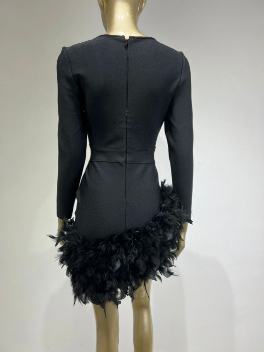 Rochie scurta eleganta cu pene [4]
