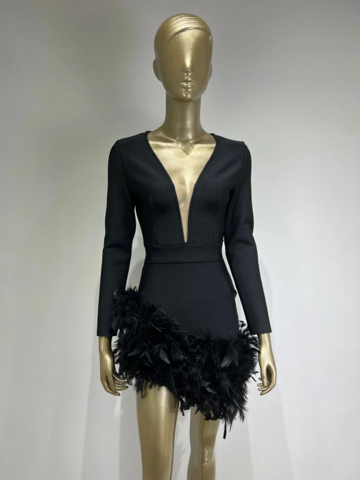 Rochie scurta eleganta cu pene [3]