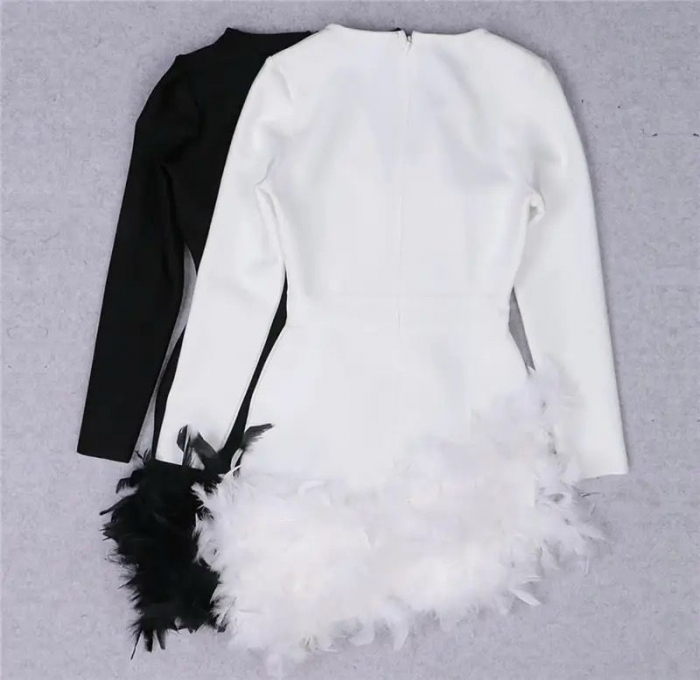 Rochie scurta eleganta cu pene [7]