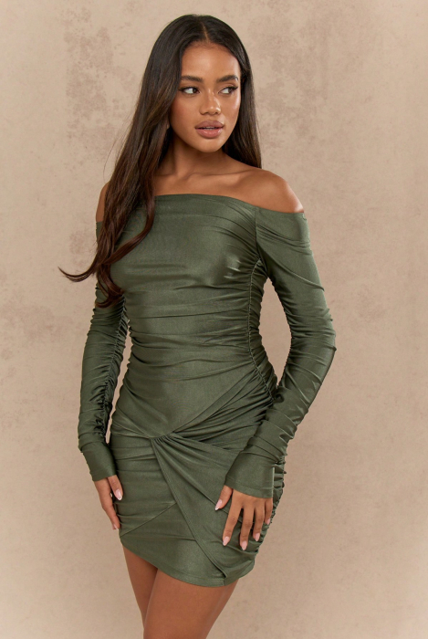 Rochie scurta verde cu umerii goi [4]