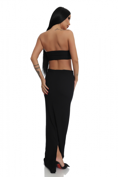 Set 2 piese cu top si fusta lunga, negru [3]
