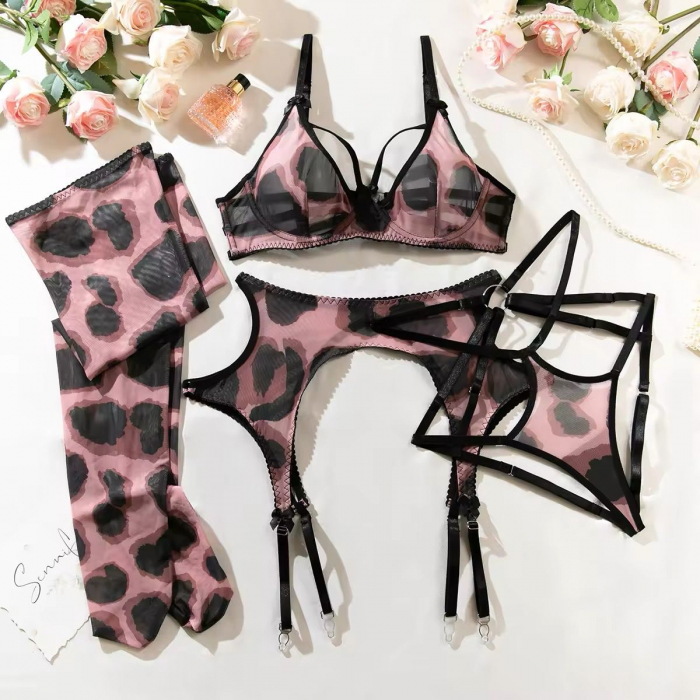 Set de lenjerie intima 4 piese, cu imprimeu animal print [4]
