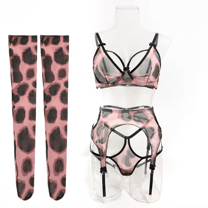 Set de lenjerie intima 4 piese, cu imprimeu animal print [6]