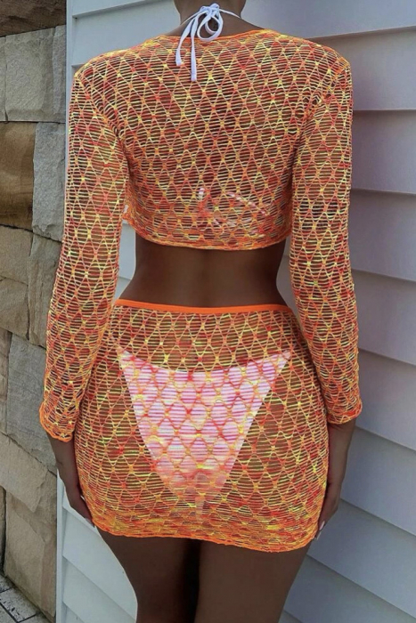 Set de plaja cu model plasa si imprimeu [2]