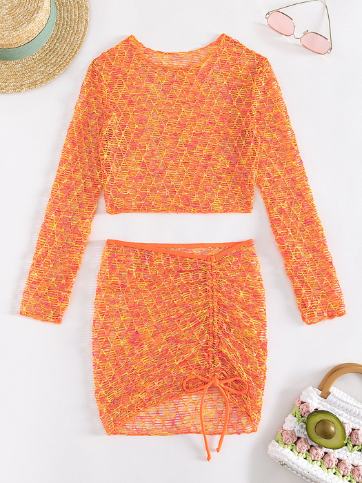 Set de plaja cu model plasa si imprimeu [4]