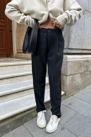 Blugi - Pantaloni cu croiala conica si talie inalta