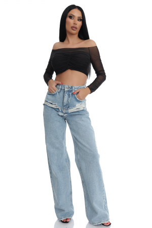 Blugi cu talie inalta evazati [0]