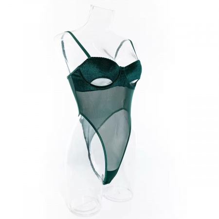 Body cu decupaj si inseratii de catifea si plasa. [5]