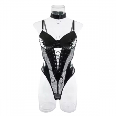 Set lenjerie intimă  3 piese – Negru cu Inserții Aurii [3]
