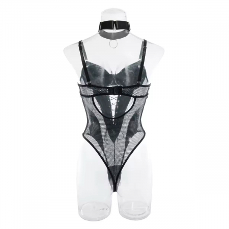 Set lenjerie intimă  3 piese – Negru cu Inserții Aurii [4]