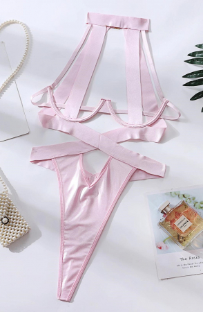 Body roz cu decupaje si aspect satinat [0]