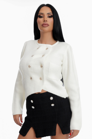 Daniela Crudu - Cardigan scurt cu nasturi decorativi